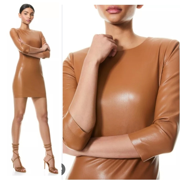 Alice + olivia inka leather mini dress Size 4 - Picture 4 of 16